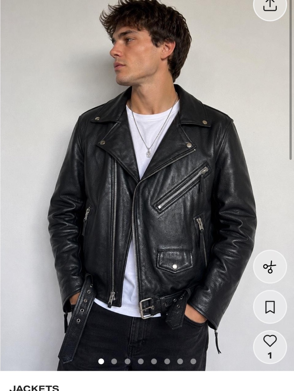 First MFG Co. Men’s Medium Black Genuine Leather Motorcycle Biker Jacket